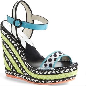 Sophia Webster Lucita Polka-Dot turquoise wedge